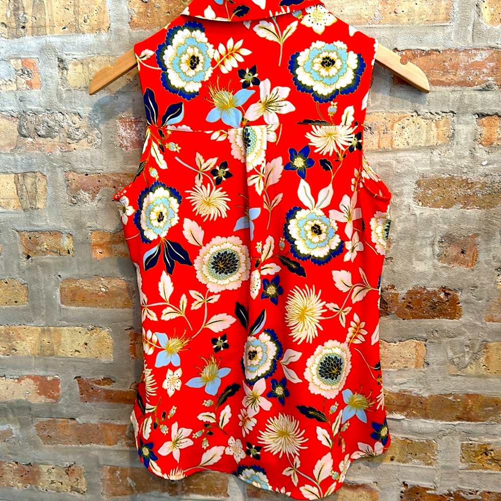 Express sleeveless Portifino Blouse Orange Floral Print - Picture 3 of 3